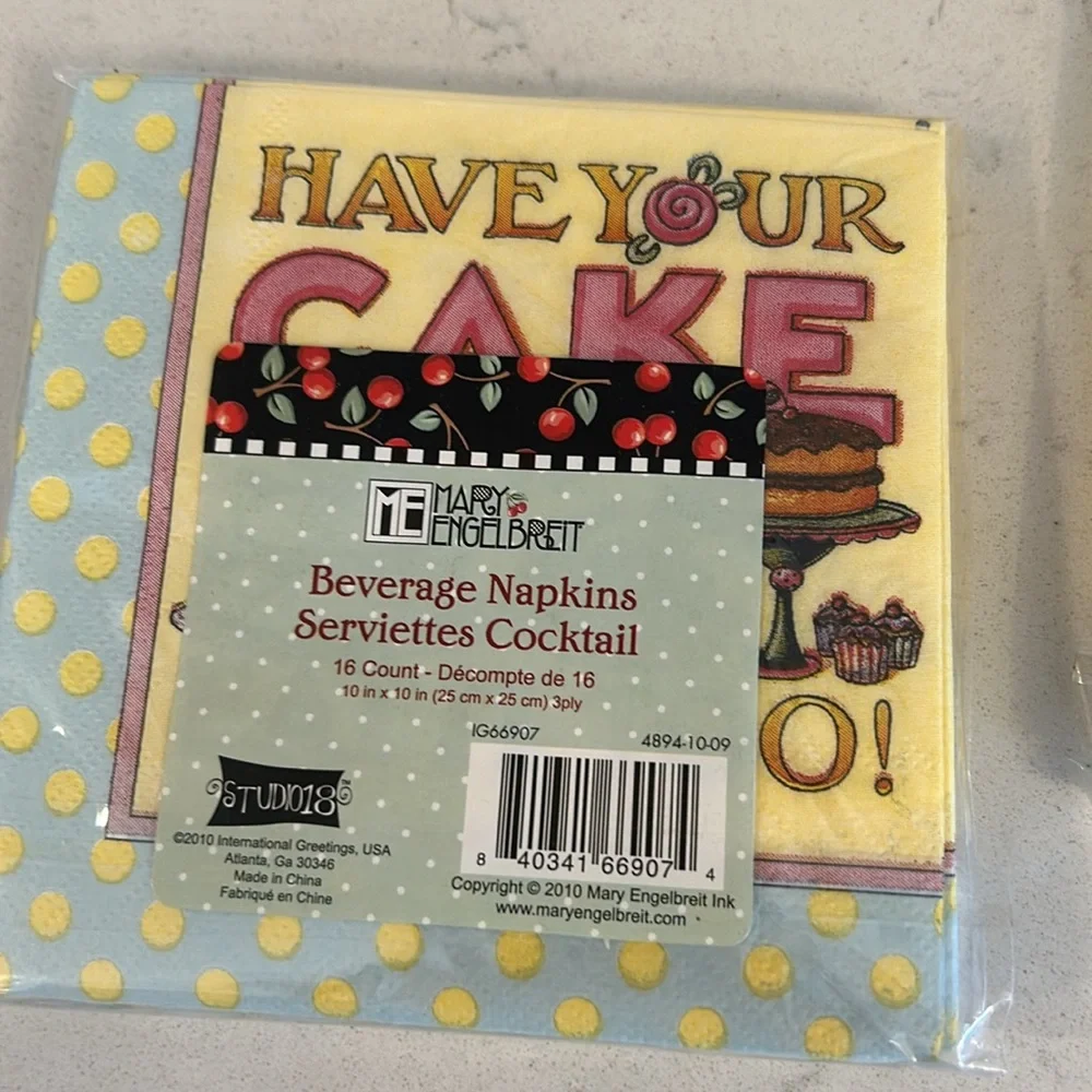Mary Engelbreit Beverage Napkins - brand new !! Never opened !! Rare design.